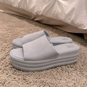 Light blue women’s platform dress sandal